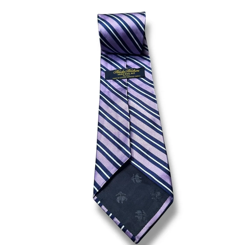 Brooks Brothers Silk Repp Stripe‎ Tie Purple Navy Classic Menswear Business